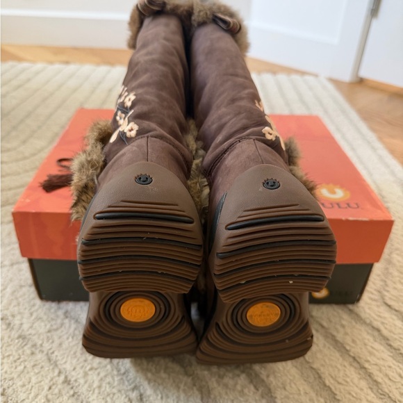 Women’s Fur Embroidered Winter Boots - Brown - Picture 5 of 6